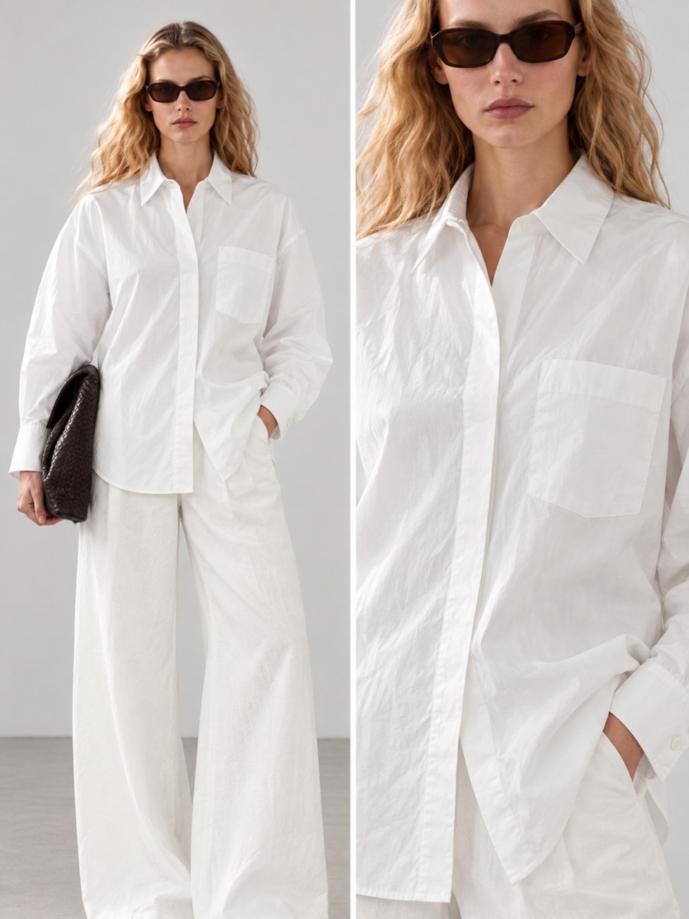 Massimo Dutti White Oversized Poplin Button Down Shirt NWT Small